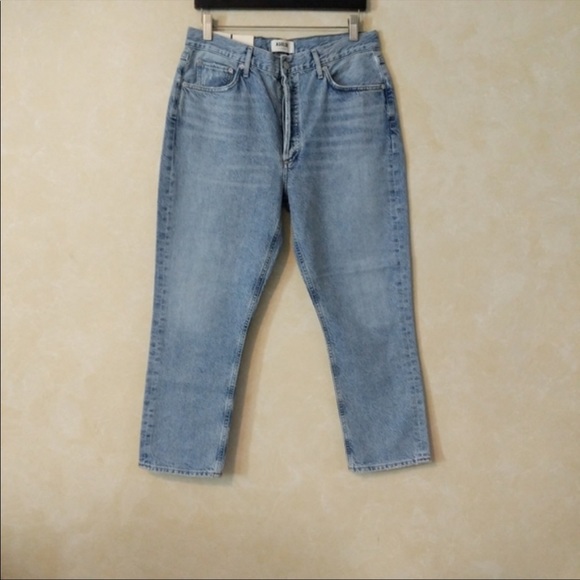 Agolde Riley High Rise Light Wash Crop Jeans Blur - Picture 8 of 11